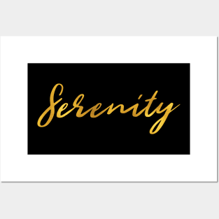 Serenity Name Hand Lettering in Faux Gold Letters Posters and Art